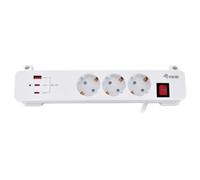 Equip Ciabatta elettrica con 3 prese Schuko, 2 USB-C e 1 USB-A con interruttore