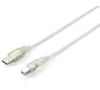Equipaggia 128652 cavo USB 5 m USB 2.0 USB A USB B Argento, Trasparente