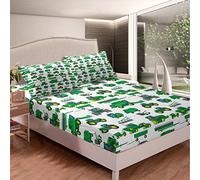 Equipaggiamento camion lenzuolo con angoli escavatori set di biancheria da letto per bambini ragazzi ragazze bambini verde veicolo set di lenzuola morbido costruzione trattore letto matrimoniale 3