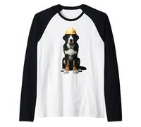 Equipaggio da costruzione con elmetto rigido giallo del Greater Swiss Mountain Dog Maglia con Maniche Raglan