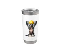 Equipaggio dei lavoratori edili con cappello rigido giallo con cane crestato cinese Bicchiere termico in acciaio inox doppia parete