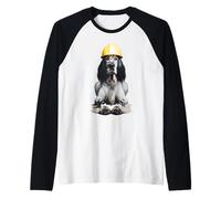 Equipaggio di operai edili con cappello rigido giallo per cane setter inglese Maglia con Maniche Raglan