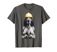 Equipaggio di operai edili con cappello rigido giallo per cane setter inglese Maglietta