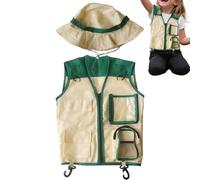 Equipo Creativo De Chaleco Y Explorador De Sombreros Para Acampar Caminos De Senderismo Jungle Jungle Picnic Aroom Safari Garden Zo | Chaleco Explorador Para Niños - Juego De Exploración Al Aire Libre
