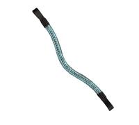 Equipride - Bel frontalino ricurvo luccicante in cristalli color turchese, Black Leather, Pony 14"