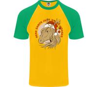 Equitazione Caro Babbo Natale Divertente Maglietta Baseball S/S Uomo Di Natale