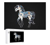 Equitazione Cavalli Floreali Puzzle per Adulti Famiglia Attività Giochi Home Decor Puzzle 1000 PCS