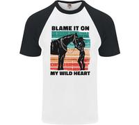 Equitazione Cavallo Monta Il Mio Cuore Selvaggio Maglietta Baseball S/S Uomo