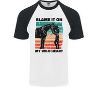 Equitazione Cavallo Monta Il Mio Cuore Selvaggio Maglietta Baseball S/S Uomo