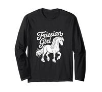 Equitazione Frisone Ragazza Cavallo Orgoglio di Razza Cavallo Maglia a Manica