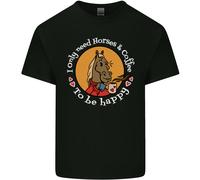 Equitazione Ho Solo Bisogno Di Cavalli E Caffè Maglietta Per Bambini