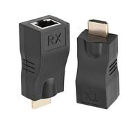 equlup Adattatore extender HDMI, confezione da 2 cavi di rete HDMI a RJ45 da 30m trasmettitore TX ricevitore RX convertitore extender ripetitore su CAT-5E/CAT-6