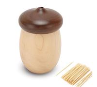 equlup Dispenser per stuzzicadenti, contenitore a forma di ghianda carino di altezza 8 cm, struttura arrotondata, porta stuzzicadenti in legno per l'arredamento del ristorante del'home