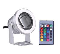 equlup Faretto LED 12V, Telecomando con Luce LED RGB Luci Paesaggistiche Che Cambiano Colore a Prova di Rugiada Impermeabili per Yacht Marini(Guscio Bianco Argento)