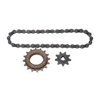 equlup Kit Catena per pignone Bici, Ruota Libera da 16 Denti Pignone da 9 Denti Kit Catena da 38 sezioni Kit Ruota Libera a velocità Singola in Acciaio per Mountain Bike
