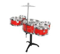 equlup Kit drum jazz per bambini, Mini Kids Drum Set Family Education Family Hand Eye Coordination Mini Desktop Small Novelty Toy per Girls Boys Kidergarten (red)