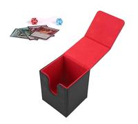 equlup La Scatola per Carte Magnetiche, Contiene 100 Carte Custodia per Carte da Gioco in Pelle PU Resistente Ai Graffi Verticale (Nero Rosso)