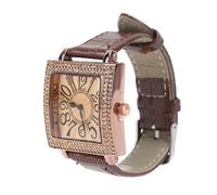 equlup Orologio da donna, Retro Stile Diamante Decorazione Meccanica Vintage Numeri Romani Quadrati Orologio per Incontri di Viaggio (Caffè)