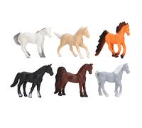 equlup Set di 6 figurine di cavalli, figure di animali simulati simpatici e divertenti figure di cavalli dipinte a mano mini figurine animali toppers per torta toppers per cupcake decor