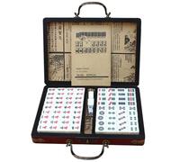 equlup Set mahjong numerato cinese, 144 piastrelle set mahjong giocattolo portatile classico giocattolo tradizionale cinese con scatola da trasporto per un gioco all'aperto interno