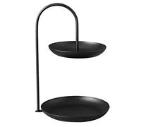 equlup Vassoio per frutta a doppio livello, cesto per frutta e verdura in ferro, ciotola, vassoio da portata, supporto multistrato, per tavolino, piano di lavoro per feste. (Black)