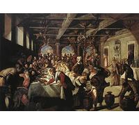 EQVRDCUW Famoso Stampa Su Tela Arte Manifesto Artistico Nozze di Cana di Jacopo Robusti Tintoretto per L'arredamento del Corridoio 60x90cm