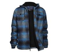 EQWIGKEIT Giacca da taglialegna da uomo, giacca a scacchi, camicia termica in pile, fodera interna calda, con cappuccio, giacca invernale, Formato A5, colore: Blu, 5XL