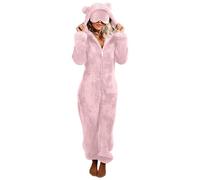 EQWIGKEIT Pigiama da donna invernale in pile, caldo, morbido, in tinta unita, con maschera per dormire, A4 Altro, L