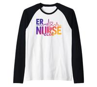 ER Nurse Club Battito Cardiaco ECG Pronto Soccorso RN Maglia con Maniche Raglan