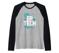 ER Tech Heartbeat Stetoscopio Pronto Soccorso Maglia con Maniche Raglan