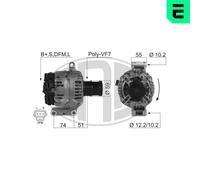 ERA Alternatore Generatore 124A 14V per Ford Transit Pritsche/Telaio 2.4