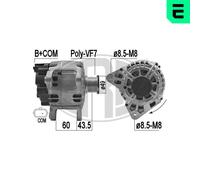ERA Alternatore Generatore 150A 14V per Dacia Lodgy 1.2 Tce 1.6 DCI