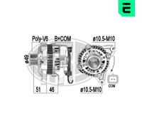 ERA Alternatore Generatore 80A 14V per Citroën C2 1.1 1.4 1.4i 1.1i