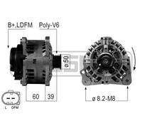 Alternatore con puleggia cinghia Poly-V 210481A ERA per SKODA SEAT VW