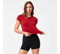 Era Glow Morbida maglietta attiva a girocollo aderente, montata, a maniche corte, con fondo corto, adatto per yoga a basso impatto, pilates, palestra, studio, uso quotidiano e casual L,M,S,XL,XS,XXL,X