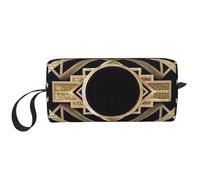Era vintage Art Déco Il grande modello Gatsby oro nero, Borsa per il trucco Borsa per cosmetici Borsa da toilette da viaggio portatile Borsa per trucco Organizer
