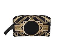 Era vintage Art Déco Il grande modello Gatsby oro nero, Borsa per il trucco Borsa per cosmetici Borsa da viaggio portatile da viaggio Borsa per trucco Organizer
