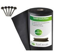 EraGreen Tessuto non tessuto per erbacce di alta qualità, 100 g/m², 2 m x 10 m + 10 ancore, da giardino, impermeabile e resistente ai raggi UV, ideale per giardino e aiuole rialzate, pellicola per