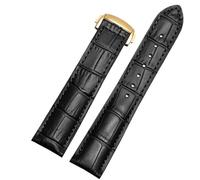 ERAKAFZTTK Cinturino for orologio adatto for Omega Speedmaster Butterfly Flying Strap, cinturino for orologio Rado Diamond Master Crystal Gem Series, nero, 20 mm(Black-gold,19mm)