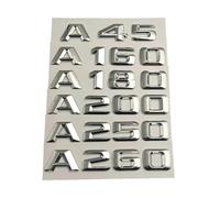 ERAKAFZTTK Lettere cromate ABS 3D Adatte for Mercedes A35 A45 AMG A180 A160 A200 D A250 W176 W177 Logo Adesivo Tronco Emblema Accessori Auto(A250)