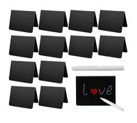 Erasable Black Blackboard Table Cards - 2.76x3.94 Inches Mini Chalkboard Signs | 12pcs Buffet Labels Table Signs with 1pc Chalk Marker | Black Chalkboard for Display Name, Business, Dessert