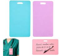 Erasable Silicone Badge Note, Ballpoint Pen Write & Alcohol Wipeable Notepad, Lightweight ID Card Badge Reel Notepad for Nurses Doctors, Dual-Side Writable,Fade-Proof & No Blur