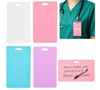 Erasable Silicone Badge Note, Ballpoint Pen Write & Alcohol Wipeable Notepad, Lightweight ID Card Badge Reel Notepad for Nurses Doctors, Dual-Side Writable,Fade-Proof & No Blur