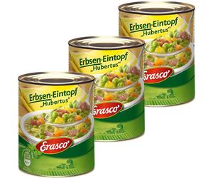 Erasco Erbsen Eintopf Hubertus con Carote e Rauchspeck 800g 3 Pezzi