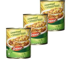 Erasco Pentola Di Lenticchie Con Carne Di Maiale Saporita E Gustosa 800G 3 Pezzi