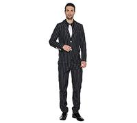 EraSpooky Abito da Gangster Anni '20 per Uomo - Completo in Pinstripe Largo con Giacca Pantaloni e Camicia con Cravatta Incorporata XL