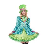 EraSpooky Costume da cappellaio per donne adulte Mad Tea Party Halloween Cosplay con cappello a cilindro con papillon
