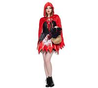 EraSpooky Costume da Cappuccetto Rosso da Donna per Adulti per Halloween, Carnevale, Abbigliamento da Festa a Tema da Donna