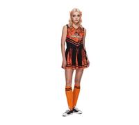 EraSpooky Costume da Cheerleader - Abito Halloween con Design Arancione e Nero, Calzettoni