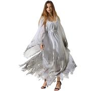 EraSpooky Costume da fantasma Gossamer da donna per adulto in stile gotico vittoriano bianco per Halloween XL